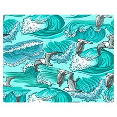 Sea Waves Seamless Pattern Double Sided Flano Blanket (medium)  by Wegoenart