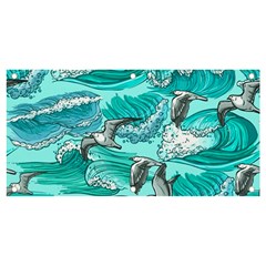 Sea Waves Seamless Pattern Banner And Sign 4  X 2 