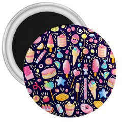 Cute-seamless-pattern-with-colorful-sweets-cakes-lollipops 3  Magnets by Wegoenart