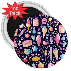 Cute-seamless-pattern-with-colorful-sweets-cakes-lollipops 3  Magnets (100 Pack) by Wegoenart