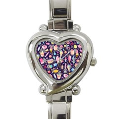 Cute-seamless-pattern-with-colorful-sweets-cakes-lollipops Heart Italian Charm Watch by Wegoenart