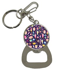 Cute-seamless-pattern-with-colorful-sweets-cakes-lollipops Bottle Opener Key Chain by Wegoenart