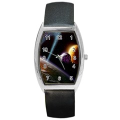 Planets In Space Barrel Style Metal Watch by Sapixe