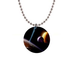 Planets In Space 1  Button Necklace by Sapixe