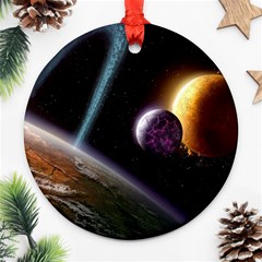 Planets In Space Round Ornament (two Sides)