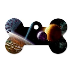 Planets In Space Dog Tag Bone (two Sides) by Sapixe