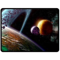 Planets In Space Fleece Blanket (large)  by Sapixe