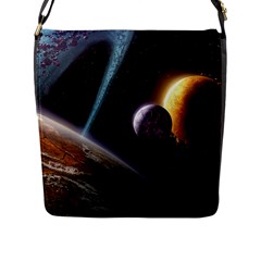 Planets In Space Flap Closure Messenger Bag (l) by Sapixe