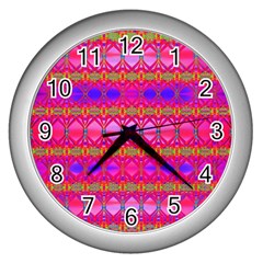 Pink Mirrors Wall Clock (silver) by Thespacecampers