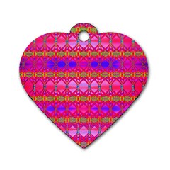 Pink Mirrors Dog Tag Heart (two Sides) by Thespacecampers