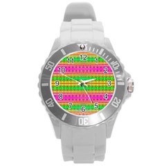 Peace And Love Round Plastic Sport Watch (l) by Thespacecampers