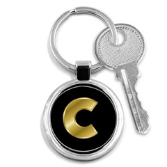 Gold Capital Letter C Key Chain (round)