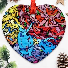 Graffiti-wall-mural-painting-arts Heart Ornament (two Sides)