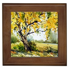 Landscape Painting Meadow Garden Framed Tile by Wegoenart