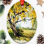 Landscape Painting Meadow Garden Ornament (Oval) Front