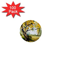 Landscape Painting Meadow Garden 1  Mini Buttons (100 Pack)  by Wegoenart