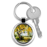 Landscape Painting Meadow Garden Key Chain (Round) Front