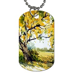 Landscape Painting Meadow Garden Dog Tag (One Side)