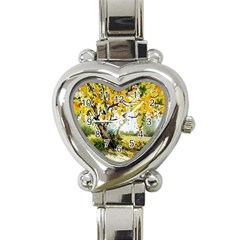 Landscape Painting Meadow Garden Heart Italian Charm Watch