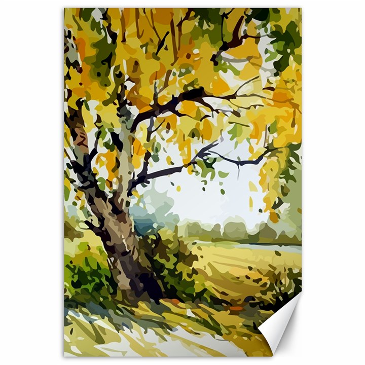 Landscape Painting Meadow Garden Canvas 12  x 18 