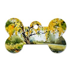 Landscape Painting Meadow Garden Dog Tag Bone (One Side)