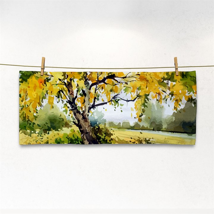 Landscape Painting Meadow Garden Hand Towel