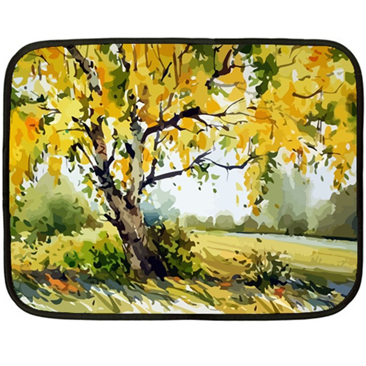 Landscape Painting Meadow Garden Double Sided Fleece Blanket (Mini) 