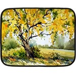 Landscape Painting Meadow Garden Double Sided Fleece Blanket (Mini)  35 x27  Blanket Back