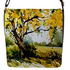 Landscape Painting Meadow Garden Flap Closure Messenger Bag (s) by Wegoenart