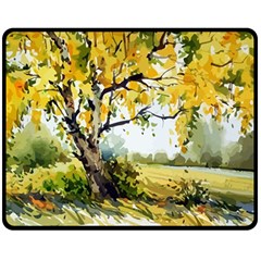 Landscape Painting Meadow Garden Double Sided Fleece Blanket (medium)  by Wegoenart