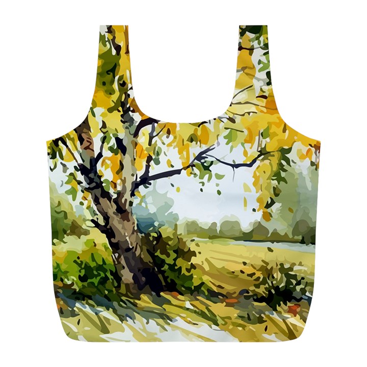 Landscape Painting Meadow Garden Full Print Recycle Bag (L)