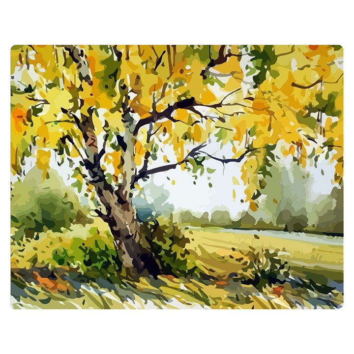 Landscape Painting Meadow Garden Double Sided Flano Blanket (Medium) 