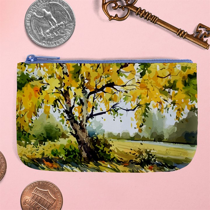 Landscape Painting Meadow Garden Large Coin Purse