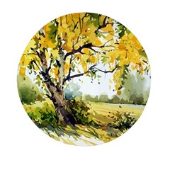 Landscape Painting Meadow Garden Mini Round Pill Box by Wegoenart