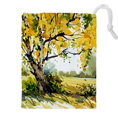 Landscape Painting Meadow Garden Drawstring Pouch (4xl) by Wegoenart