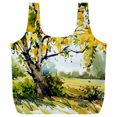 Landscape Painting Meadow Garden Full Print Recycle Bag (xxl) by Wegoenart