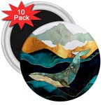 Ocean Whale Painting Sea Undersea 3  Magnets (10 pack)  Front