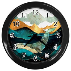 Ocean Whale Painting Sea Undersea Wall Clock (black) by Wegoenart