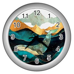 Ocean Whale Painting Sea Undersea Wall Clock (silver) by Wegoenart