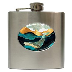 Ocean Whale Painting Sea Undersea Hip Flask (6 Oz) by Wegoenart