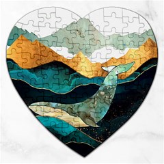 Ocean Whale Painting Sea Undersea Jigsaw Puzzle (heart) by Wegoenart