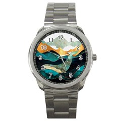 Ocean Whale Painting Sea Undersea Sport Metal Watch by Wegoenart