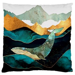 Ocean Whale Painting Sea Undersea Large Cushion Case (one Side) by Wegoenart