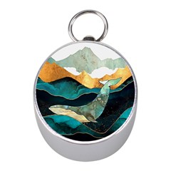 Ocean Whale Painting Sea Undersea Mini Silver Compasses by Wegoenart