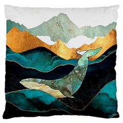 Ocean Whale Painting Sea Undersea Large Flano Cushion Case (one Side) by Wegoenart