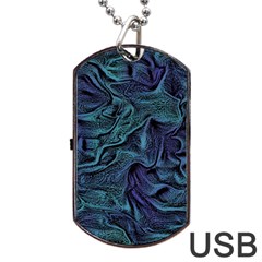 Abstract Waves Background Texture Wave Dog Tag Usb Flash (two Sides) by Wegoenart