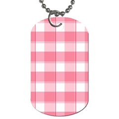 Pink And White Plaids Dog Tag (one Side) by ConteMonfrey