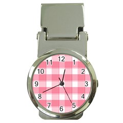 Pink And White Plaids Money Clip Watches by ConteMonfrey