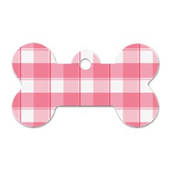 Pink And White Plaids Dog Tag Bone (two Sides) by ConteMonfrey