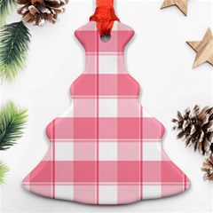 Pink And White Plaids Christmas Tree Ornament (two Sides) by ConteMonfrey